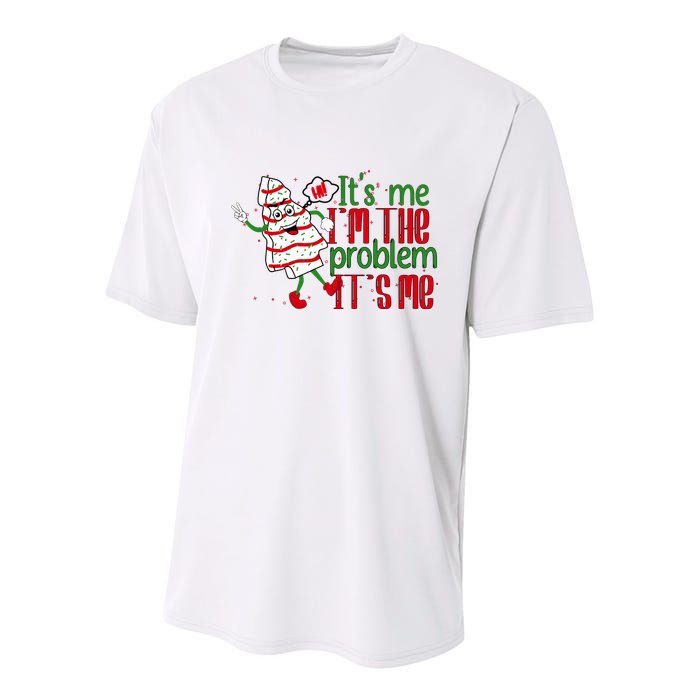 It's Me Hi I'm The Problem Funny Christmas Tree Cake Youth Performance Sprint T-Shirt