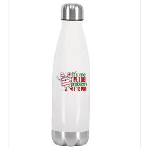 It's Me Hi I'm The Problem Funny Christmas Tree Cake Stainless Steel Insulated Water Bottle