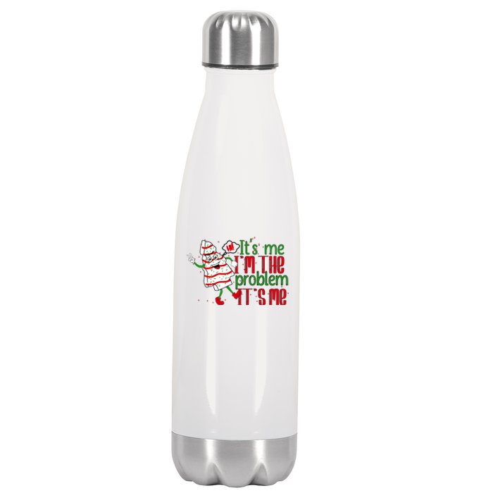 It's Me Hi I'm The Problem Funny Christmas Tree Cake Stainless Steel Insulated Water Bottle