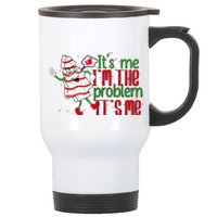 It's Me Hi I'm The Problem Funny Christmas Tree Cake Stainless Steel Travel Mug