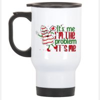 It's Me Hi I'm The Problem Funny Christmas Tree Cake Stainless Steel Travel Mug