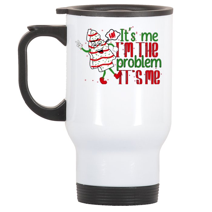 It's Me Hi I'm The Problem Funny Christmas Tree Cake Stainless Steel Travel Mug