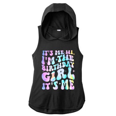 ItS Me Hi IM Birthday Girl ItS Me Groovy Ladies PosiCharge Tri-Blend Wicking Draft Hoodie Tank