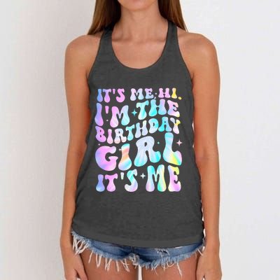 ItS Me Hi IM Birthday Girl ItS Me Groovy Women's Knotted Racerback Tank