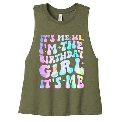 ItS Me Hi IM Birthday Girl ItS Me Groovy Women's Racerback Cropped Tank