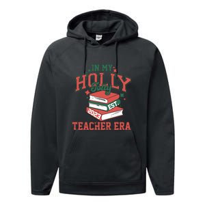 In My Holly Jolly Teacher Era Funny Christmas Performance Fleece Hoodie