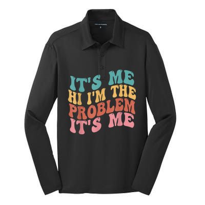 Its Me Hi I'm The Problem Its Me Groovy Retro Silk Touch Performance Long Sleeve Polo