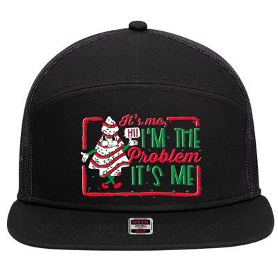 It's Me Hi I'm The Problem It's Me Christmas Tree Cake  7 Panel Mesh Trucker Snapback Hat