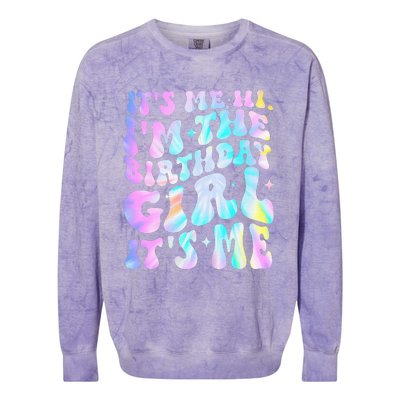 ItS Me Hi IM Birthday Girl ItS Me Groovy Colorblast Crewneck Sweatshirt