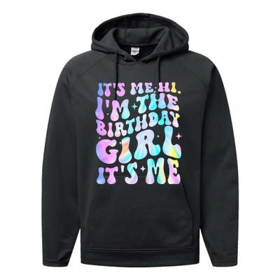 ItS Me Hi IM Birthday Girl ItS Me Groovy Performance Fleece Hoodie