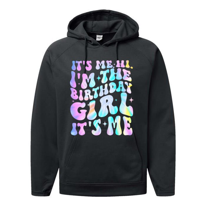 ItS Me Hi IM Birthday Girl ItS Me Groovy Performance Fleece Hoodie