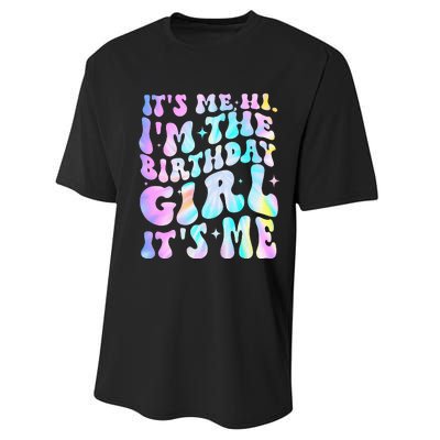 ItS Me Hi IM Birthday Girl ItS Me Groovy Performance Sprint T-Shirt