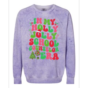 In My Holly Xmas Jolly School Counselor Era Christmas Team Colorblast Crewneck Sweatshirt