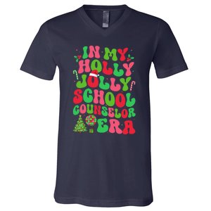 In My Holly Xmas Jolly School Counselor Era Christmas Team V-Neck T-Shirt