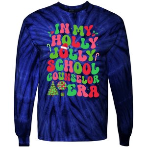 In My Holly Xmas Jolly School Counselor Era Christmas Team Tie-Dye Long Sleeve Shirt