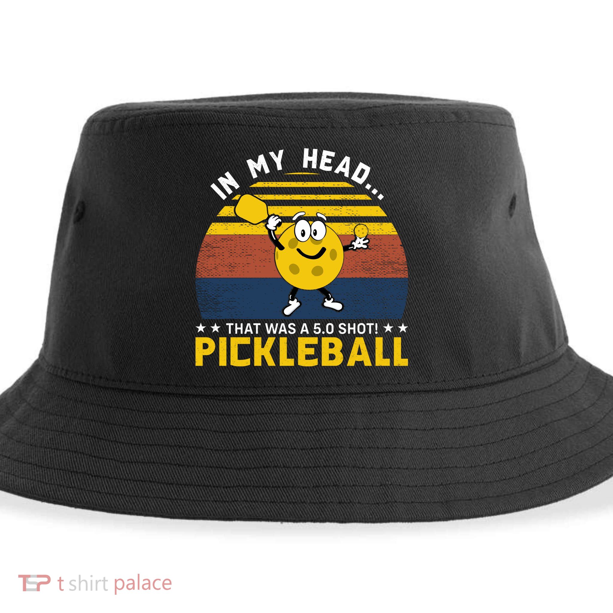 In My Head Funny Pickleball Sustainable Bucket Hat