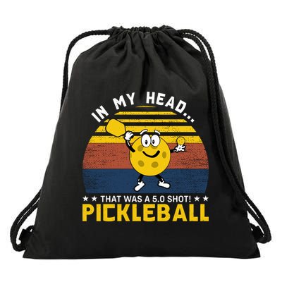 In My Head Funny Pickleball Drawstring Bag
