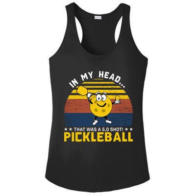In My Head Funny Pickleball Ladies PosiCharge Competitor Racerback Tank