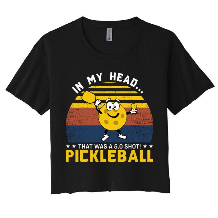 In My Head Funny Pickleball Women's Crop Top Tee