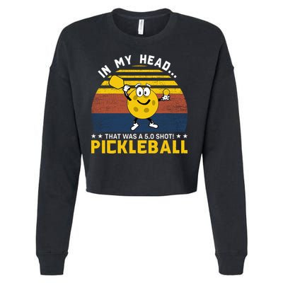 In My Head Funny Pickleball Cropped Pullover Crew