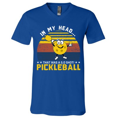 In My Head Funny Pickleball V-Neck T-Shirt