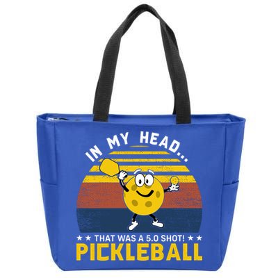 In My Head Funny Pickleball Zip Tote Bag