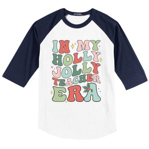 In My Holly Xmas Jolly Teacher Era Christmas  Baseball Sleeve Shirt