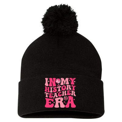 In My History Teacher Era Funny History Teacher Groovy Pom Pom 12in Knit Beanie