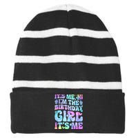 Its Me Hi Im The Birthday Girl Its Me Striped Beanie with Solid Band