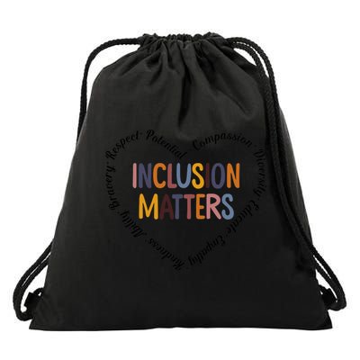 Inclusion Matters Heart Positive Diversity Kindness Matter Drawstring Bag