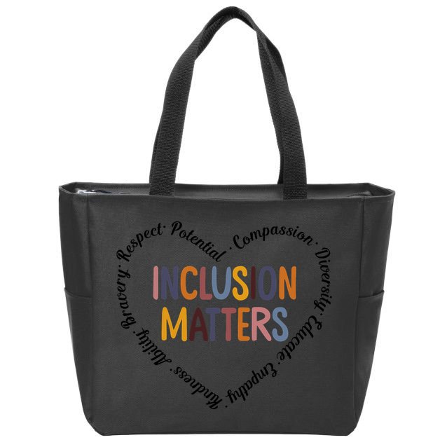 Inclusion Matters Heart Positive Diversity Kindness Matter Zip Tote Bag