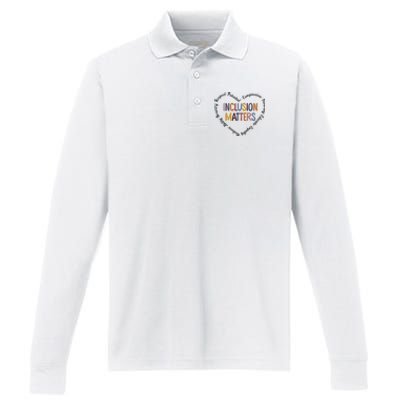 Inclusion Matters Heart Positive Diversity Kindness Matter Performance Long Sleeve Polo