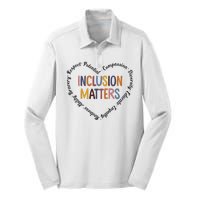 Inclusion Matters Heart Positive Diversity Kindness Matter Silk Touch Performance Long Sleeve Polo