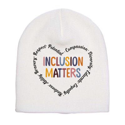 Inclusion Matters Heart Positive Diversity Kindness Matter Short Acrylic Beanie