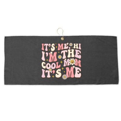 Its Me Hi Im The Cool Mom Its Me Mothers Day Flower Groovy Large Microfiber Waffle Golf Towel