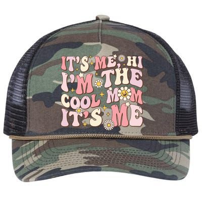 Its Me Hi Im The Cool Mom Its Me Mothers Day Flower Groovy Retro Rope Trucker Hat Cap