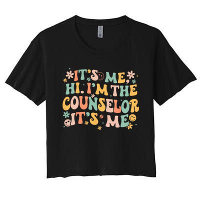 It's Me Hi I'm The Counselor It's Me Groovy Back To School Women's Crop Top Tee