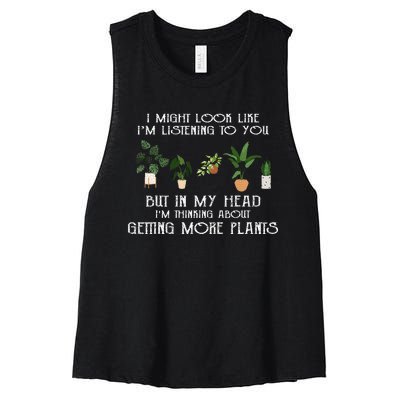 In My Head IM Thinking About Getting More Plants Women's Racerback Cropped Tank