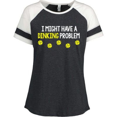 I Might Have A Dinking Problem Funny Pickleball Gift Enza Ladies Jersey Colorblock Tee