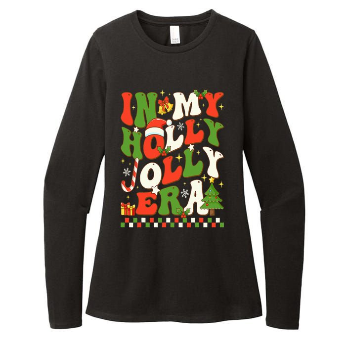 In My Holly Xmas Jolly Era Retro Wavy Christmas Trees Groovy Womens CVC Long Sleeve Shirt