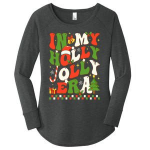 In My Holly Xmas Jolly Era Retro Wavy Christmas Trees Groovy Women's Perfect Tri Tunic Long Sleeve Shirt