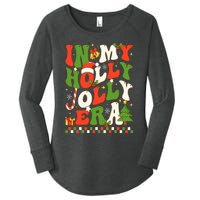 In My Holly Xmas Jolly Era Retro Wavy Christmas Trees Groovy Women's Perfect Tri Tunic Long Sleeve Shirt