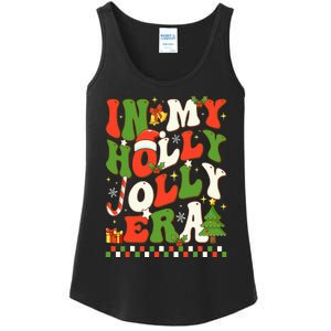 In My Holly Xmas Jolly Era Retro Wavy Christmas Trees Groovy Ladies Essential Tank