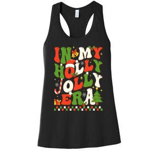 In My Holly Xmas Jolly Era Retro Wavy Christmas Trees Groovy Women's Racerback Tank