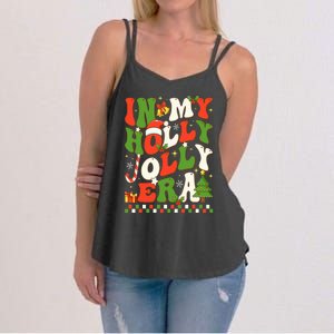 In My Holly Xmas Jolly Era Retro Wavy Christmas Trees Groovy Women's Strappy Tank