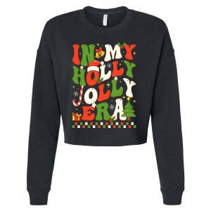 In My Holly Xmas Jolly Era Retro Wavy Christmas Trees Groovy Cropped Pullover Crew