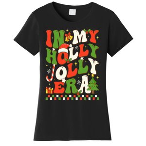 In My Holly Xmas Jolly Era Retro Wavy Christmas Trees Groovy Women's T-Shirt