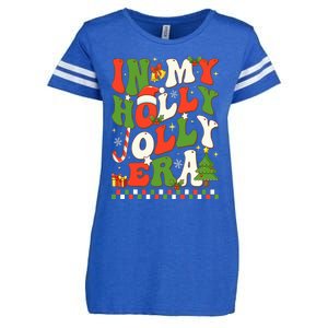 In My Holly Xmas Jolly Era Retro Wavy Christmas Trees Groovy Enza Ladies Jersey Football T-Shirt