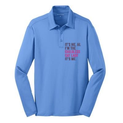 Its Me Hi IM The Childless Cat Lady ItS Me Silk Touch Performance Long Sleeve Polo