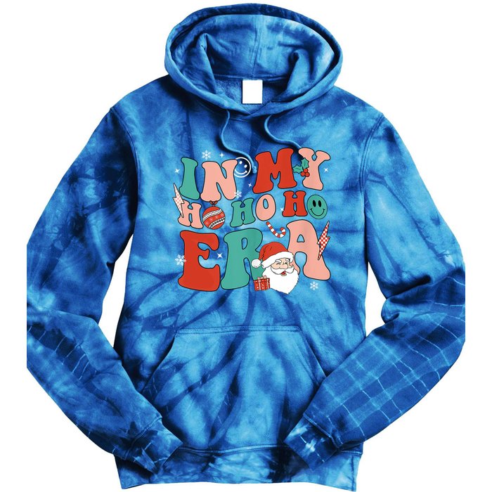 In My Ho Ho Ho Era Santa Claus Xmas Groovy Retro Christmas Gift Tie Dye Hoodie